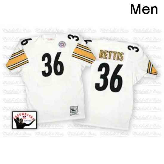 Mitchell And Ness Pittsburgh Steelers 36 Jerome Bettis White Authentic Throwback NFL Jersey
